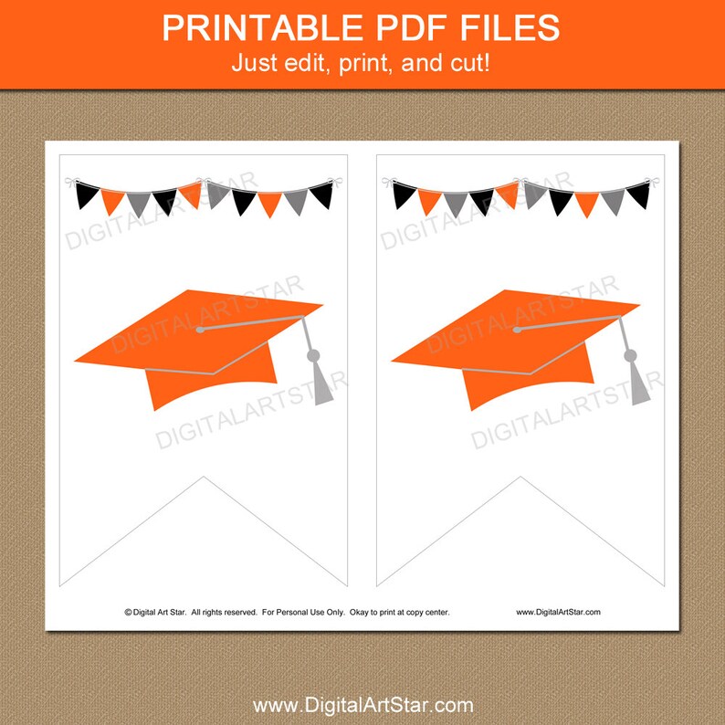 Orange and Black Graduation Banner 2023 Editable Banner Etsy