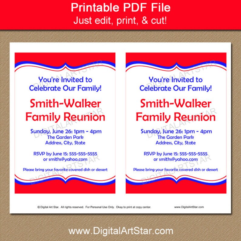 Family Reunion Invitation Template Printable Family Picnic Invitations Editable Template Editable Invitation Printable Invitation B7 image 2