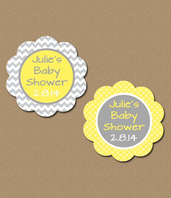 Yellow and Gray Baby Shower Tags, Gender Neutral Baby Shower Favor Tags