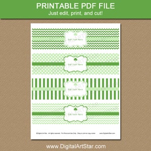 St Patricks Day Party Decorations, Water Bottle Stickers, St Patrick Decorations to Print, St Patricks Day Water Bottle Labels Printable BB7 image 3