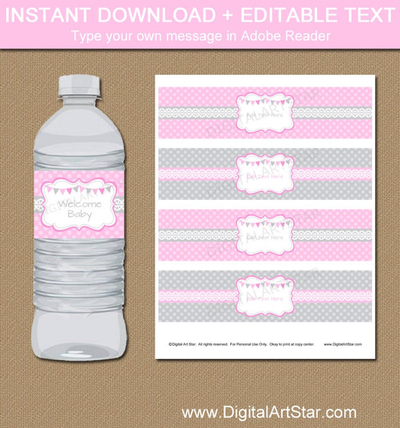 Girl Baby Shower Decoration Girl Birthday Party Ideas Pink and Gray Wedding Ideas BB9 Baby Shower Party Decorations Water Bottle Labels