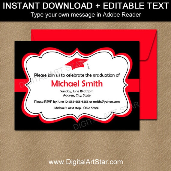 printable high school graduation announcement template instant high school graduation announcements templates