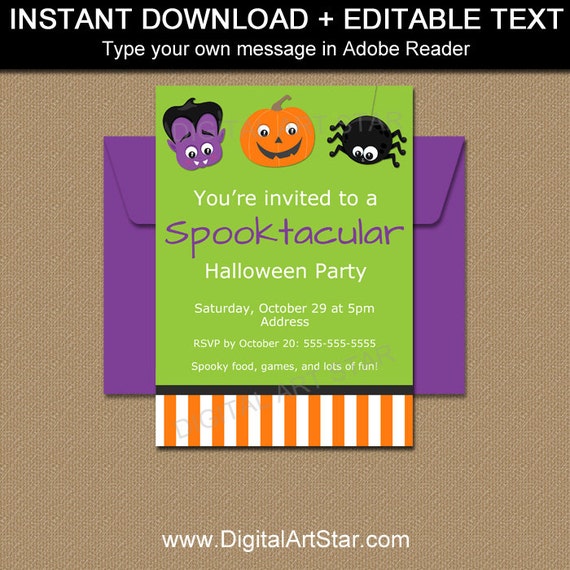 Halloween Party Invitation Kids, Kids Costume Party Invitation, Vampire Invitations, Fun Halloween Invitation Template, DIY Invitation HF Il_570xn