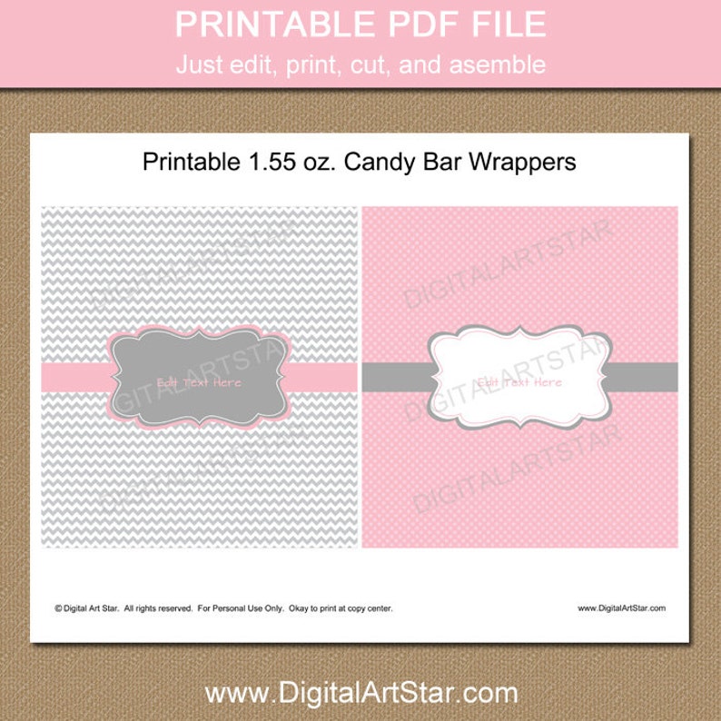 Printable Candy Bar Wrappers EDITABLE Chocolate Bar Wrappers - Etsy
