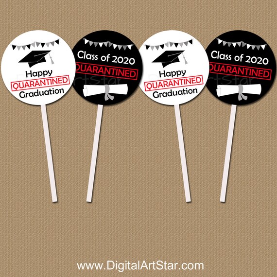 Quarantine Graduation Party Decorations 2020 Graduation Cupcake Toppers Printable Cupcake Decorations Cupcake Picks Pandemic Graduation G7 Il_570xn
