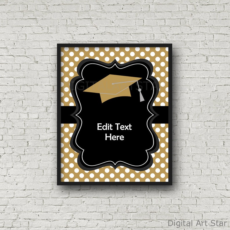 Graduation Sign Template, Black and Gold Graduation Signs for Table, Graduation Decorations 2024, Graduation Printables, Door Sign G4 image 3