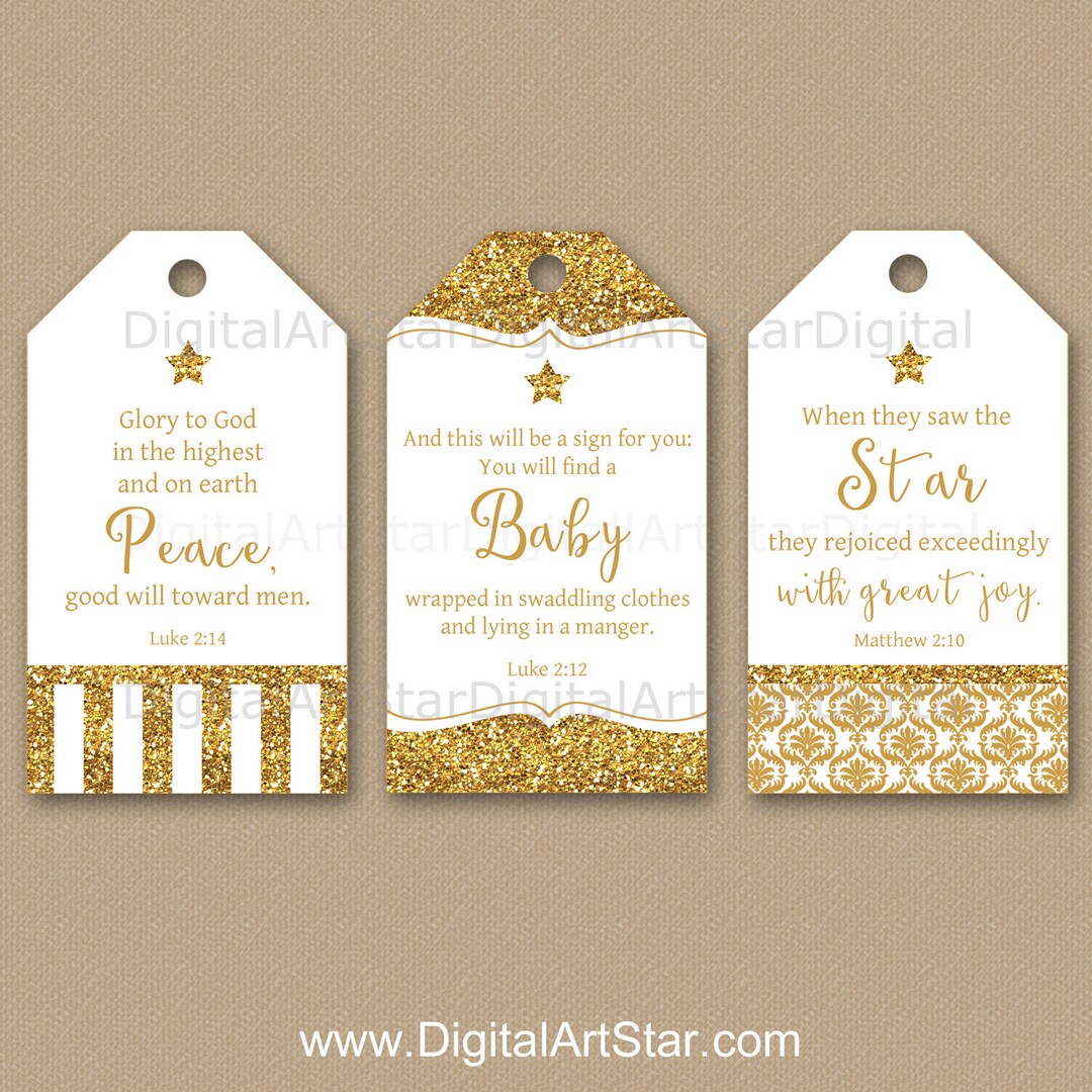 Gold Christmas Gift Tags, Printable Christian Christmas Gift Tags ...
