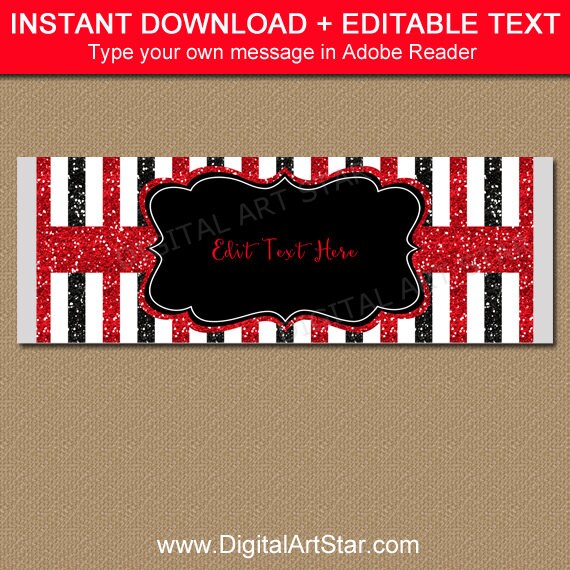 Red and Black Candy Bar Wrapper, Chocolate Wrap, Birthday Party Favors, 30th Birthday, 40th Birthday, 60th Birthday, 80th Birthday Favors B4 Il_570xn