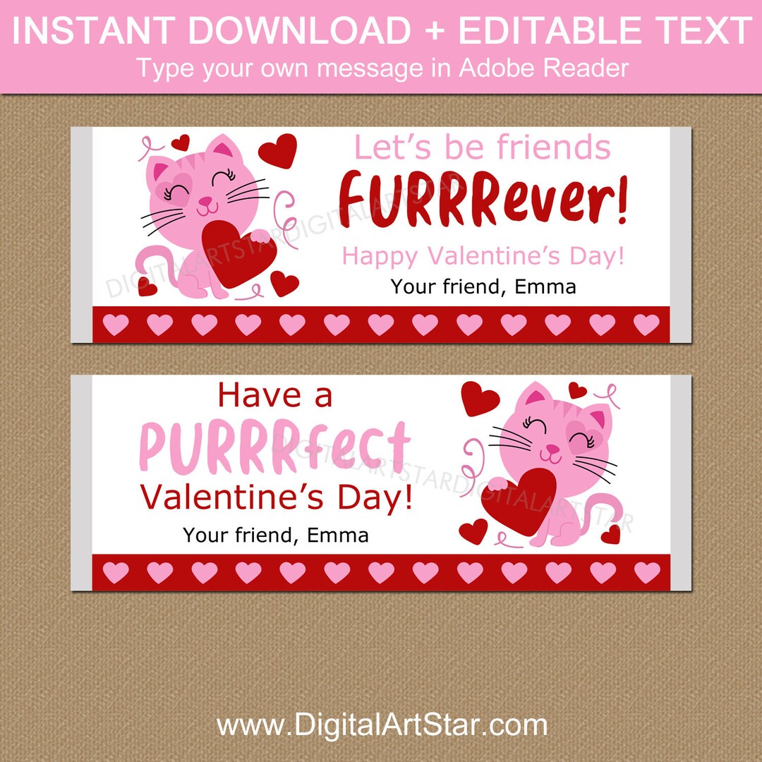 Valentine Candy Bar Wrappers Instant Download, Printable Valentine ...