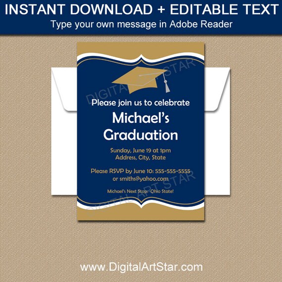 Graduation Invitation INSTANT DOWNLOAD, Graduation Invitation Printable