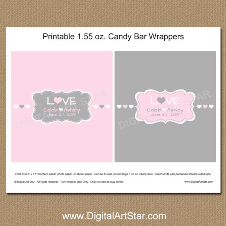 Free Printable Wedding Candy Wrapper Template