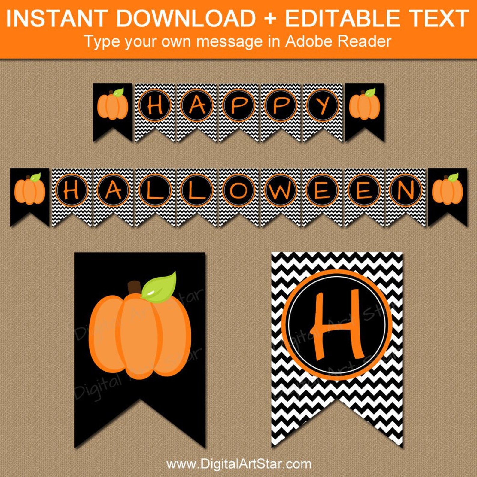 Halloween Banner Template Pumpkin Banner Printable Happy | Etsy