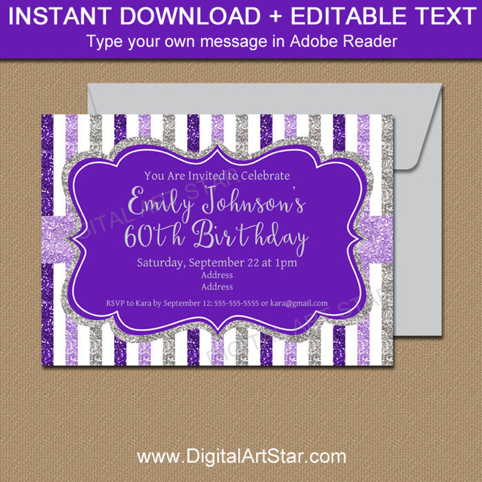 60th Birthday Invitations for Women EDITABLE Invitation | Etsy