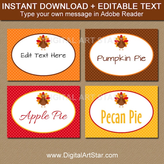 Thanksgiving Buffet Cards - EDITABLE Printable Thanksgiving Food Labels - Thanksgiving Dinner Place Cards Thanksgiving Labels Party Decor T1 Il_570xn