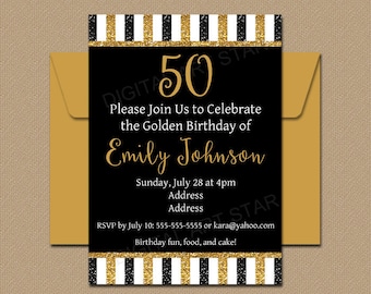 Printable 50th Birthday Invitation Template, Glitter Invitation Template, Editable Birthday Invite, Milestone Anniversary Invite B4