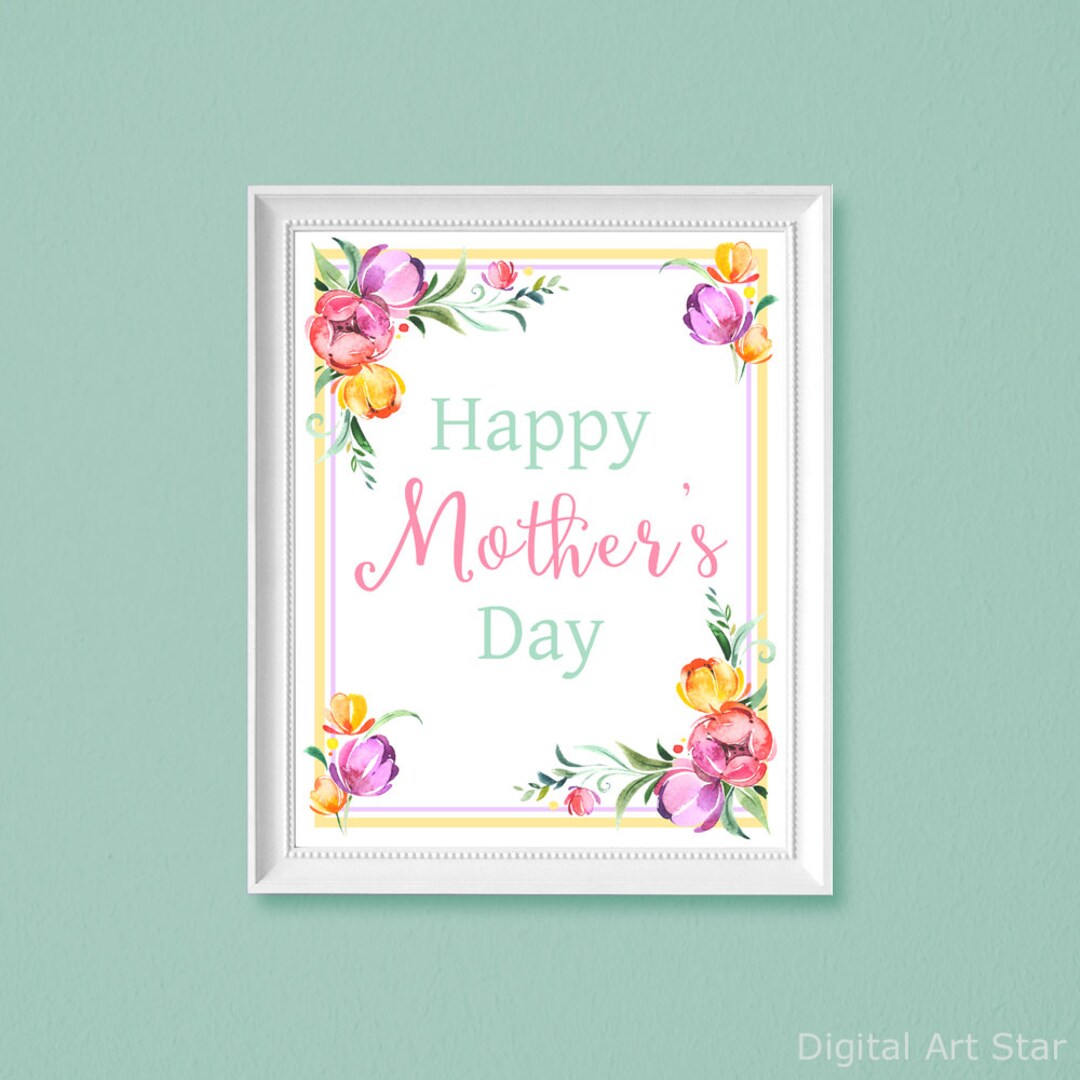 Happy Mother's Day Sign, Mother's Day Art Print, Mother's Day Wall Art ...