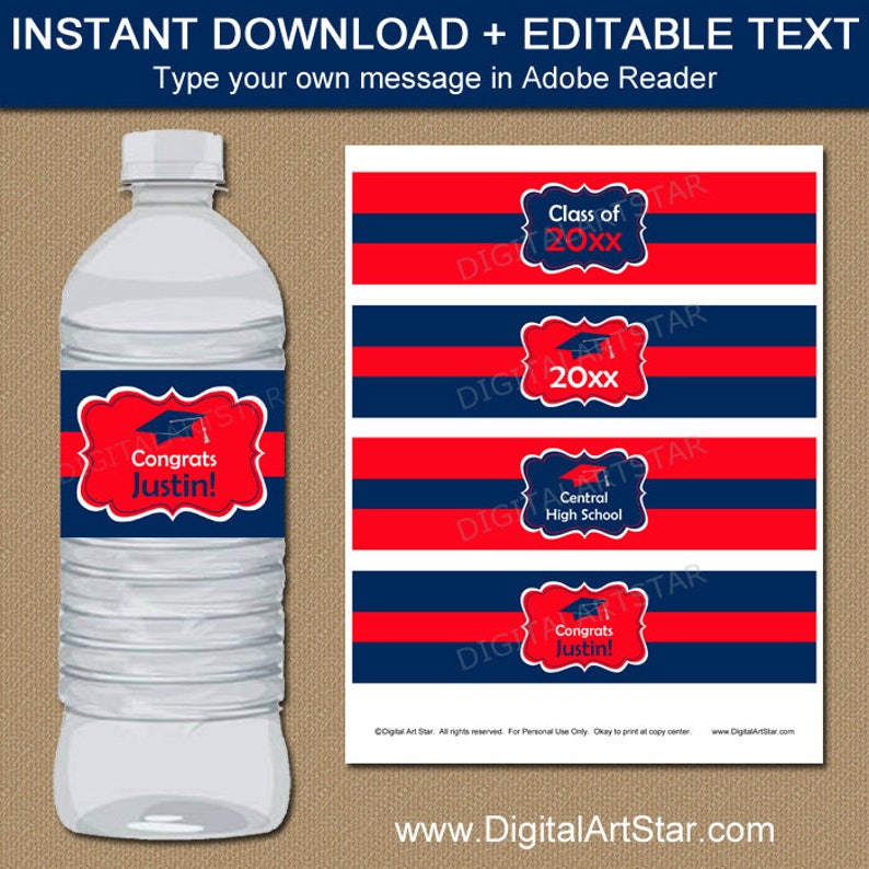 Graduation Party Ideas Graduation Water Bottle Sticker Etsy