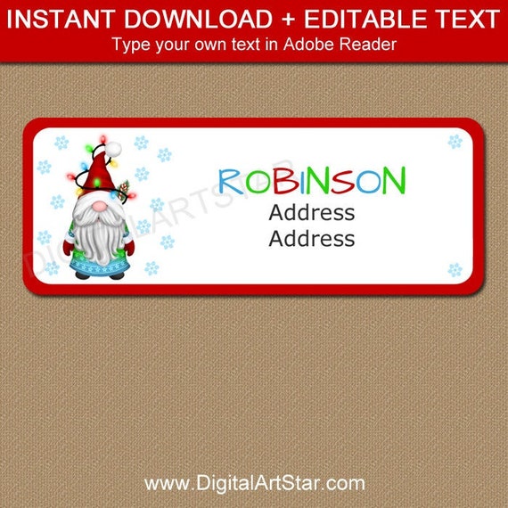 Christmas Address Labels Template, Christmas Gnome Labels, Christmas Return Address Labels, Christmas Gift Labels, Editable Address Labels Il_570xn