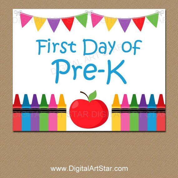 First Day Of PreK Sign Instant Download First Day Of Pre K Printable Sign School Classroom