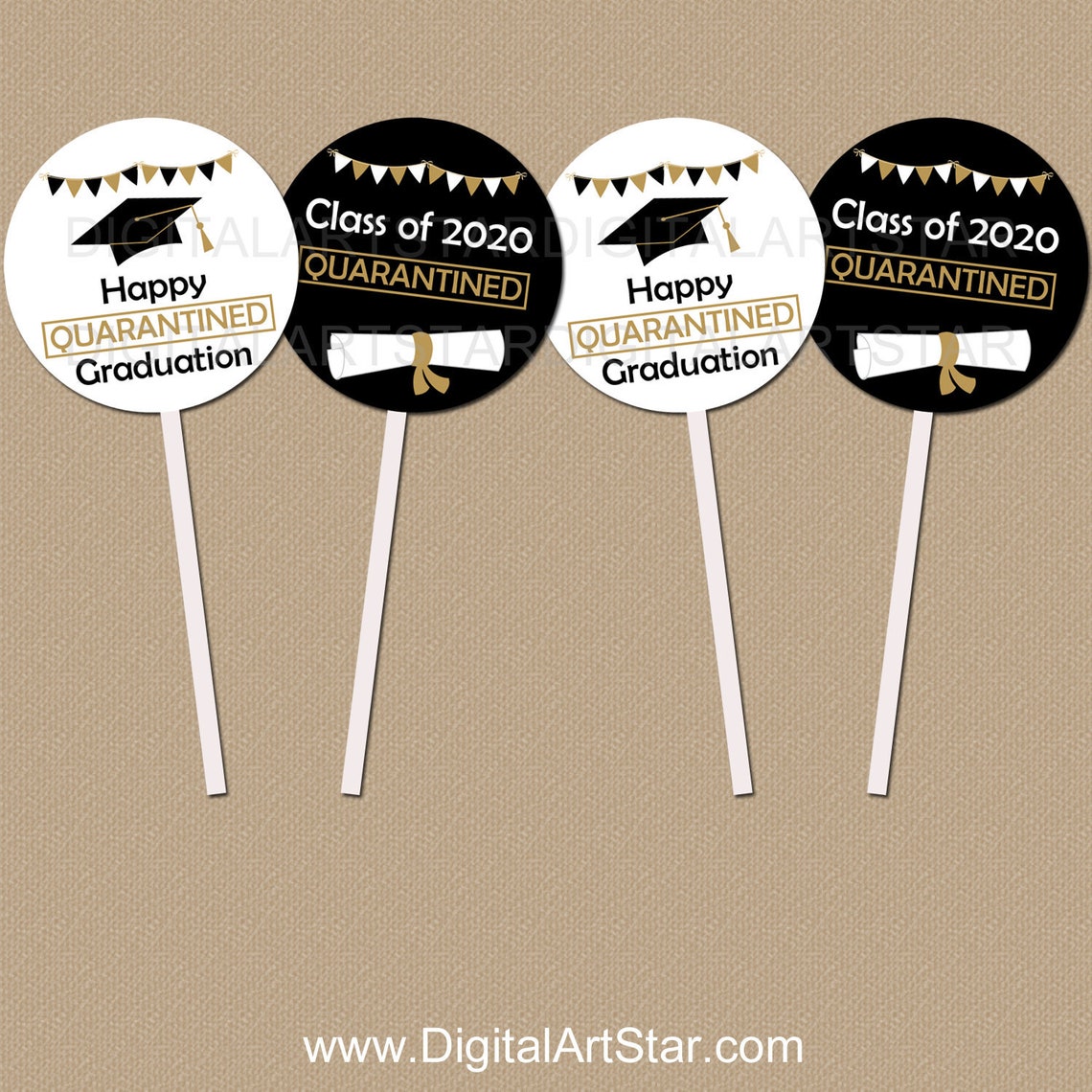 Quarantine Graduation Cupcake Toppers