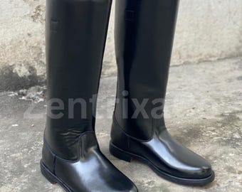 Handmade Black Leather Riding Boots | Genuine Leather, Durable, Stylish Unisex Footwear