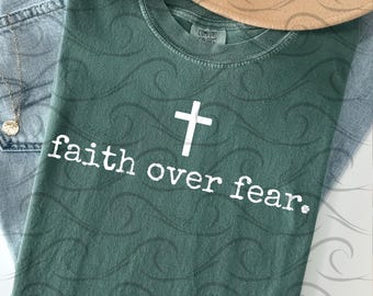 Faith Over Fear PNG, Faith Prayer Design, Bible PNG, Cross Minimalist Black & White Typography