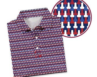 Funny Patriotic Polo Men's Novelty Golf Shirt, Humorous Adult Graphic Performance Polo, Red White Blue Gag Gift for Him Men