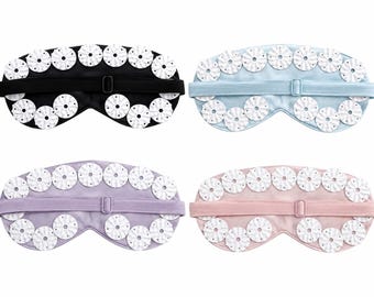 Mascarilla ocular de acupresión para aliviar la migraña, masajeador de frente y sienes, alivio del estrés, ayuda para dormir, contorno de ojos de aspecto más suave.