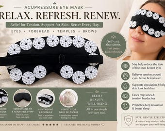 Acupressure Eye Mask for Migraine Relief Forehead and Temple Massager Stress Relief Sleep Aid Smoother Looking Eye Area