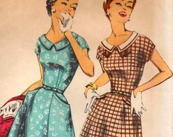 1940's Simplicity One Piece Dress Pattern with pockets and kimono sleeves - Bust 35" - UC/FF - No. 1577