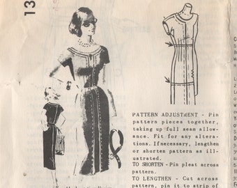 1960's Spadea One Piece Slim Dress Pattern with contrast front - Bust 35" - No. 1317