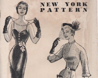1950's New York by Jean Modiste Wiggle Dress with Circular Flounce Bottom and Two Bodice styles - Bust 32" - UC/FF - No. 7