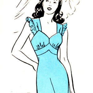 Instant PDF Download - 1940&#39;s Marian Martin Long Nightgown with Bias trim Pattern - Bust 32-34&quot; - From Marian Martin Catalog