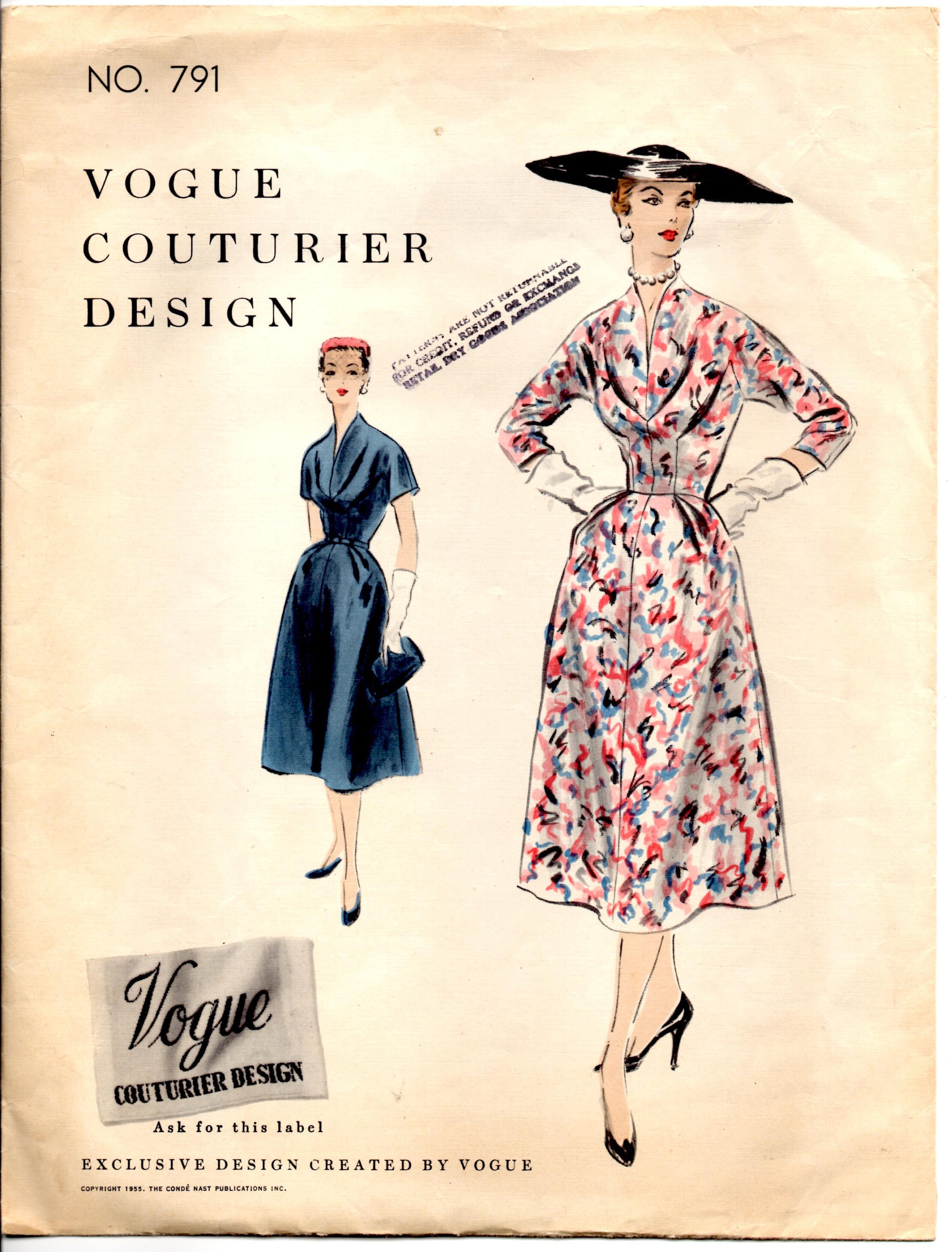 1950 S Vogue Couturier Design One Piece Dress With Etsy