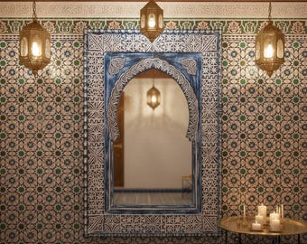 Large Full Body Floor/Wall Mirror with Hand Carved Wood Frame