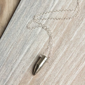 Pyrite Tusk Necklace, Silver Chain, Simple Pendant Necklace, Metallic Necklace