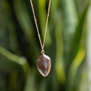 Gray Moonstone Pendant Necklace, Gold Satellite Chain, Gemstone Arrowhead Necklace image 4