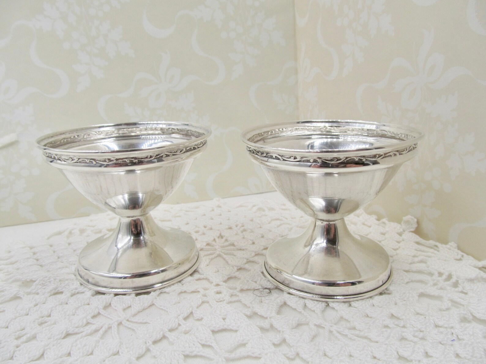 Vintage Sterling and Etched Glass Dessert Cups Vintage Etsy