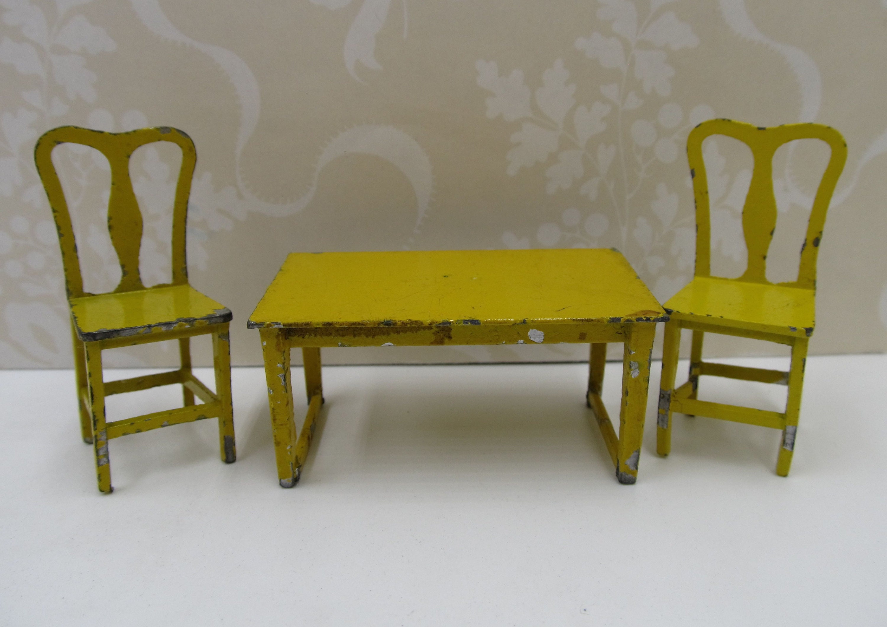 Vintage 1920s Tootsie Toys Dollhouse RARE Yellow Kitchen Table Etsy