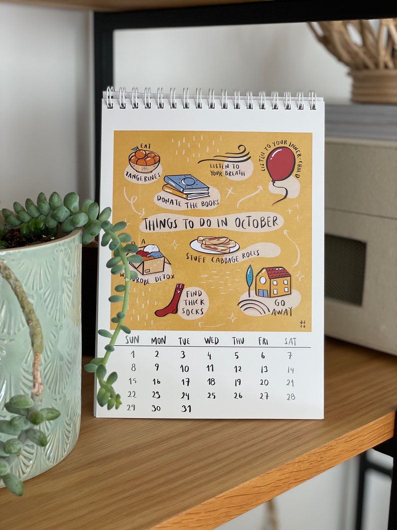 Things To Do Calendar 2024, Desktop Calendar, Monthly Calendar, Illustrated Calendar, Calendar 2024, Gift For Everyone, New Year Gift, Cute image 6