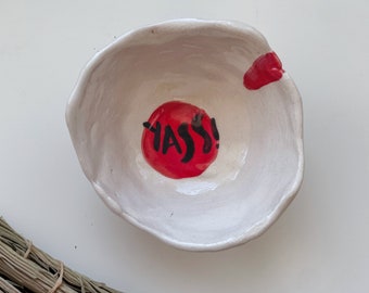 Typographic Bliss Amorphous Bowls - YASS , Ceramic Bowl, Handmade Ashtray, Ceramics Ring Holder, Typographic Homeware, Incense Holder Gift