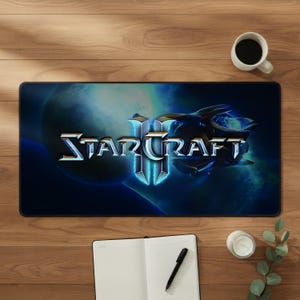 Podkładka pod mysz StarCraft, podkładka pod mysz do gier RTS, podkładka na biurko z motywem strategii science fiction, konfiguracja biurka do gier kosmicznych, dekoracja biurka gracza, prezent dla gracza
