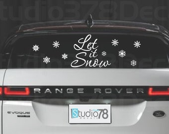 Let It Snow - Vinyl Window Decals - Snowflakes - Front Door Decal  Christmas Decorations - Car Window Stickers -- 14 x 17