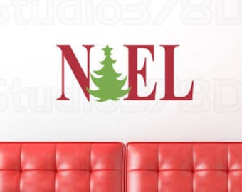 NOEL Christmas Tree Vinyl Wall Decal – Holiday Decoration (9 x 22)