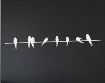Birds on a Wire Vinyl Wall Decal - Lovebirds - Nursery Wall Decal - Home Decor - Sparrows - Modern Wall Art - CHOOSE COLOR - 36"
