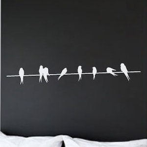 Birds on a Wire Vinyl Wandaufkleber Lovebirds Kinderzimmer Wandaufkleber Home Decor Spatzen Moderne Wandkunst CHOOSE COLOR 36 Bild 1