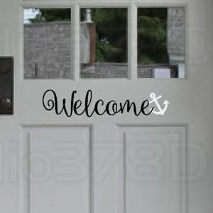 Welcome Vinyl Door Decal - Vinyl Wall Decals - Door Sticker - Front Entry Decal - Vinyl Wall Stickers - Vinyl Front Door Decal -  15x4