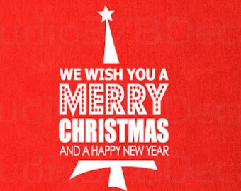Merry Christmas Subway Art Vinyl Wall Decal – Holiday Home Decor