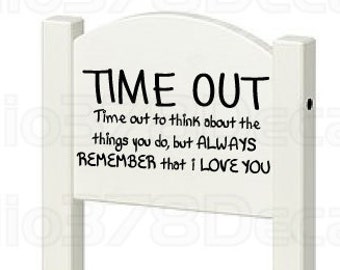 Time Out Chair Vinyl Decal - Toddler Naughty Chair Sticker - Toddler Time Out - Nursery Wall Decals - Childrens - 12x6