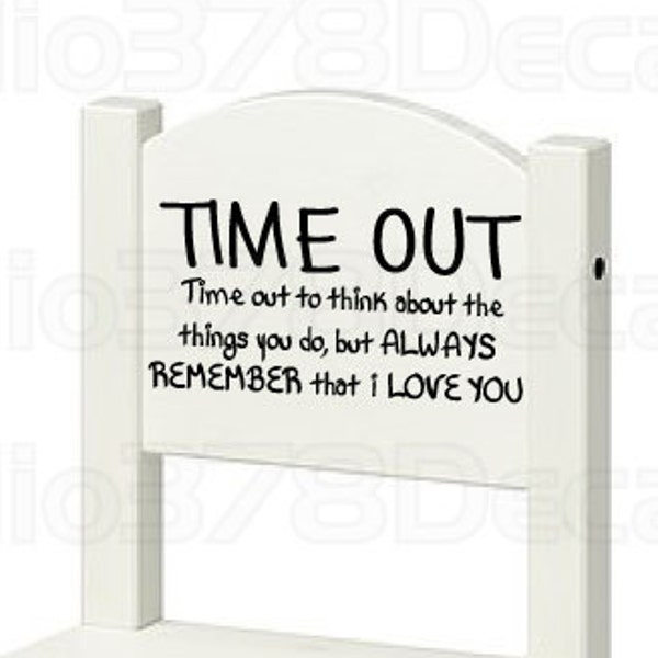 Time Out Chair Vinyl Decal - Toddler Naughty Chair Sticker - Toddler Time Out - Nursery Wall Decals - Childrens - 12x6